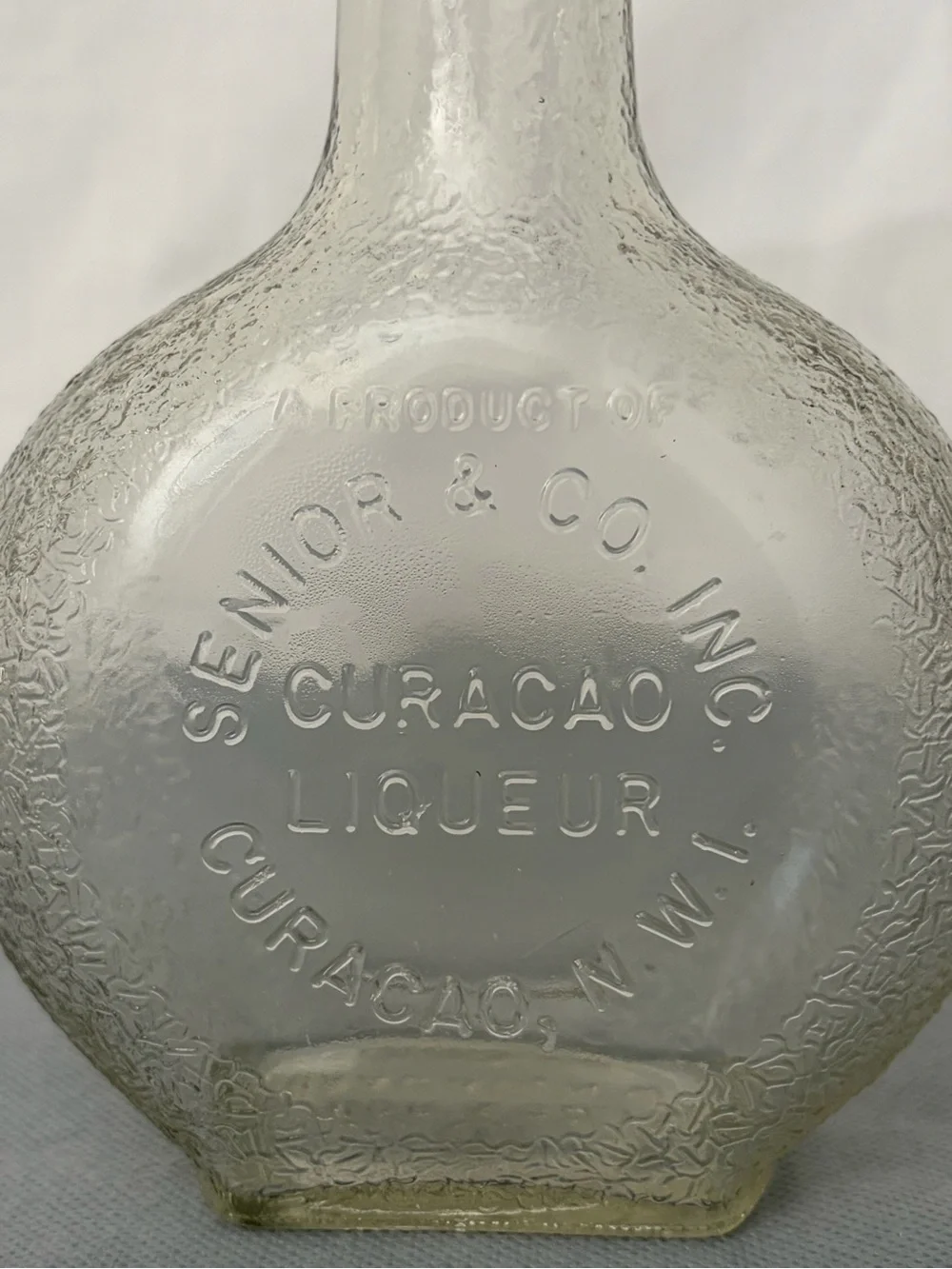 Senior & Co Curacao Liqueur Vintage Glass Bottle (F248)